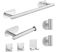 Porta Asciugamani Bagno; 7 Pezzi Adesivo; Set Appendi Asciugamani in Acciaio Ino
