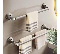 Porta asciugamani da bagno a parete, con ventosa, organizer in alluminio senza fori, salvaspazio, 50 cm, ideale per riporre il bagno