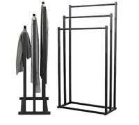 Porta Asciugamani da Terra Bagno in Metallo Nero 3 Bracci Stile Loft Moderno