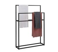 Porta asciugamani da terra in metallo, Porta Salviette grande per bagno, cucina, Piantana da Bagno a 2 Bracci, resistente, robusto e resistente alla ruggine,Nero,85×20×110cm(L×W×H)