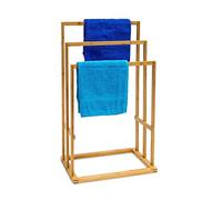 Porta Asciugamani Da Terra Piantana Legno Bambu' 3 Braccia Per Asciugamani Bagno