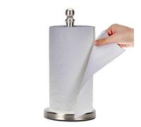 Porta asciugamani di carta da lavoro, porta rotolo di carta da appoggio per cucina e bagno, con base ponderata per funzionamento con una sola mano (nichel spazzolato)