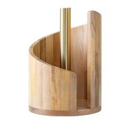 Porta asciugamani di carta da montagna da appoggio con base rotonda in legno di mango e supporto in ferro, si strappa facilmente con una sola mano, scatola portaoggetti decorativa dal de Natural Wood