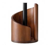 Porta asciugamani di carta, piano di lavoro con base in legno di mango e supporto in ferro, strappo con una mano, design a spirale decorativo per bagno, nero