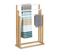 Relaxdays Porta Asciugamani da Terra in Bambù, HLP: 82 x 54 x 24 cm, Portasciugamani da Pavimento Autoportante, Marrone