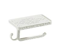 Porta asciugamani in carta vintage con ripiano per cellulare per bagno, montaggio a parete in alluminio antiruggine (bianco