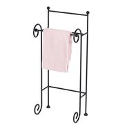 Porta asciugamani in Ferro battuto CON RICCIO dimensioni 34x24xh85 cm - peso 3,9 kg Stile classico Linea bagno Nero Pastello Opaco nero