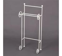 Porta asciugamani in Ferro battuto CON RICCIO dimensioni 34x24xh85 cm - peso 3,9 kg Stile classico Linea bagno Bianco Pastello bianco