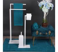 Porta asciugamani in ferro battuto Design Minimal 2 braccia dimensioni 37,5x20,5x86 h cm - peso 3 kg Stile Minimal Linea bagno Bianco Pastello bianco