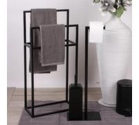 Porta asciugamani in ferro battuto Design Minimal dimensioni 37.5x17x h 86 cm - peso 3 kg Stile Minimal Linea bagno Nero Pastello opaco nero
