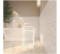 Porta asciugamani in ferro battuto Design Minimal dimensioni 37.5x17x h 86 cm - peso 3 kg Stile Minimal Linea bagno Bianco Pastello bianco