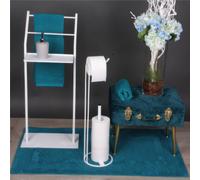Porta asciugamani in ferro battuto Design Minimal dimensioni 40,5x32x h 94 cm - peso 4.5 kg Stile Minimal Linea bagno Bianco Pastello bianco