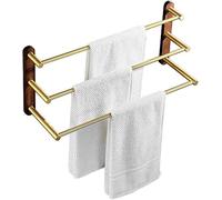 Porta Asciugamani in Legno E Alluminio Spazzolato Oro per Bagno Cucina Nail Free 38 48 Cm Portasciugamani con Tre Barre, Three Bar 38cm