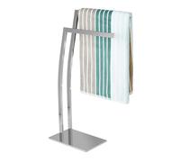 Relaxdays Porta Asciugamani WIMEDO, 80x32x20 cm ca., 2 Aste, Base Rettangolare, Decorazione, Acciaio Inox, Argento