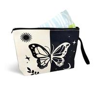 Porta assorbenti da borsa, Grande Capacità Butterfly Bianco Nero Morbido Sanitario Sacchetto Cosmetico Multifunzionale con Cerniera e Maniglia per le Donne Teen Girls