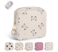Porta Assorbenti da Borsa Sacchetti per PortaAssorbenti Igienici per Mestruazioni con Cerniera Borsa Porta Tampons Pochette Piccola Portatile Per Donna Ragazza Regalo per Ragazza(Beige-Gato)