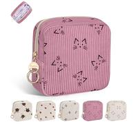 Porta Assorbenti da Borsa Sacchetti per PortaAssorbenti Igienici per Mestruazioni con Cerniera Borsa Porta Tampons Pochette Piccola Portatile Per Donna Ragazza Regalo per Ragazza(Rosa-Gato)