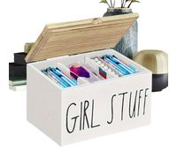 Porta assorbenti per assorbenti da bagno - Custodia con coperchio in legno, organizer per forniture personali diviso, igiene compatta per unità di stoccaggio | Bagno femminile essenziale per la pensio