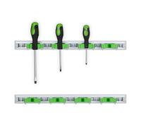 Relaxdays Porta Utensili da Parete, Set da 2 Portattrezzi con 7 Ganci e 4 Supporti Ciascuno, Alluminio, Argento Verde