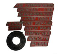 Porta attrezzi magnetico con etichetta, organizer per garage e officina, scatola portatile con etichette per l'organizzazione di attrezzature e cassette degli attrezzi (rosso, 11 pezzi)