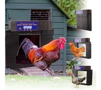Porta Automatica per Pollaio Elettrica, Solare e Alimentata a Batteria - Porta per Pollaio a Doppia Apertura con Telecomando/Temporizzazione/Display LED/Anti-pizzicamento