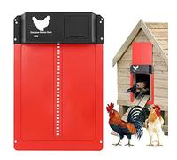 Porta Automatica per Pollaio, Porta di pollaio Automatico, Sportello Elettrico Pollaio Con Sensore di Luce, Porta per Pollaio Automatica Alimentata a Batteria, Impermeabile(Rosso)