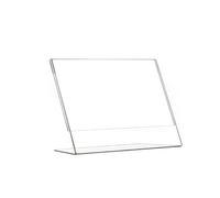 Porta avvisi da banco in Plexiglass Monofacciale con Base ad L f.to A3 orizzontale dim. 42 x 30 x 10 cm inserimento laterale del foglio