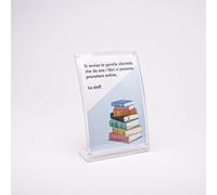 Porta avvisi da banco in Plexiglass Monofacciale Profilo Curvo L-magnetico formato A5 verticale con sistema apertura e Chiusura Magnetica