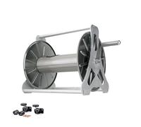 Porta avvolgitubo da giardino in acciaio inox resistente con manico e staffa di montaggio, perfetto per l'organizzazione del cortile e del giardino