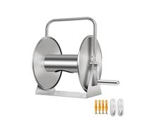 Porta avvolgitubo da giardino, in acciaio inox resistente, per irrigazione, lavaggio auto e pulizia