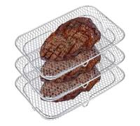 Porta Bacon Per Friggitrice Ad Aria - Supporto Quadrato Per Friggitrice Ad Aria 19,5x13,4 Cm | Cestelli Per Friggitric In Rete Di Acciaio Inossidabile A 3 Livelli, Griglia Per Spiedini Per Friggitric