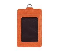 Porta badge, 10 pezzi, porta carte d'identità a 3 scomparti, in pelle, per studenti e autobus, design verticale (arancione)