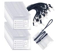 Porta Badge, 20pcs Custodie Per Badge Con cordino, Portabadge Di Pvc Impermeabili, Trasparente Porta Tesserino Porta Badge Carta Di Credito Per Affari, Uffici, Gruppo, Studenti(Versione Orizzontale)