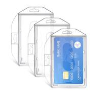 Porta Badge 3 Pezzi, Trasparente Porta Carte di Credito con Slot per Pollice, Porta badge da collo, Porta tesserino, Porta tessera, Porta badge rigido per Carte D'identità e Badge ufficio Pass