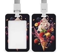 Porta badge 3D con gelato alla frutta, impermeabile, staccabile, con cordino, porta carte d'identità in plastica, per donne, uomini, infermiere, dottori, forniture per ufficio