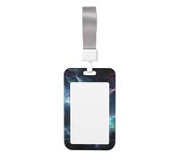 Porta badge 3D con motivo universo spaziale con cordino verticale in plastica con finestra trasparente, protezione impermeabile per carte d'identità, per infermieri, insegnanti, ufficio