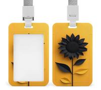 Porta badge 3D nero girasole ID clip retrattile porta carte di credito protettore nome badge targhetta per lavoro ufficio medico infermiera