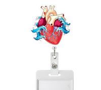Porta badge a clip retrattile con nome verticale a forma di cuore | Clip retrattile per badge ID per infermiere, medico, insegnante, studente, assistente, dipendente, uomini e