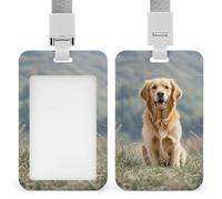 Porta badge a forma di cane Golden Retriever, in plastica rigida, per carte d'identità, carte di credito e chiavi di prossimità