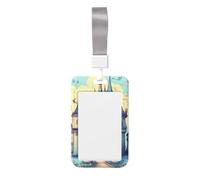 Porta badge a forma di castello delle fiabe. Porta badge scorrevole con cordino, custodia per carta d'identità stampata