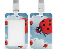 Porta badge a forma di coccinella e nuvola, in plastica rigida, per carte d'identità e carte di credito e chiavi di prossimità