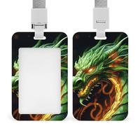 Porta badge a forma di drago cinese con fessura push-pull e cordino, porta badge verticale in plastica impermeabile, portadocumenti da viaggio portatile, protezione per carte rimovibile