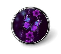 Porta badge a forma di farfalla viola, distintivo rotondo personalizzato con immagine, spilla con bottone in lega di alluminio, spilla squisita, spille con bottone alla moda, spille decorative per ves