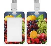 Porta badge a forma di frutta con fessura push-pull e cordino, porta badge verticale in plastica impermeabile, portadocumenti da viaggio portatile, protezione per badge rimovibile