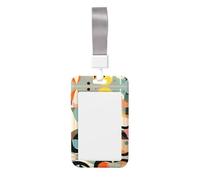 Porta badge a forma di gatto in arte moderna della metà del secolo. Porta badge scorrevole con cordino, custodia per carta d'identità stampata