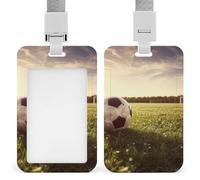 Porta badge a forma di pallone da calcio su un campo, con cordino verticale, per lavoro, ufficio, infermiera, insegnante di medicina, donne
