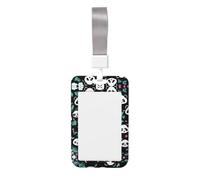 Porta badge a forma di panda con faccia carina. Porta badge scorrevole con cordino, custodia per carta d'identità stampata