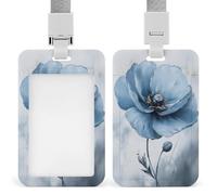 Porta badge a forma di papavero blu, retrattile, con clip, per il nome, per lavoro, ufficio, dottore, infermiere