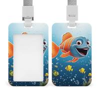 Porta badge a forma di pesce sotto il mare, con cordino staccabile, protezione verticale in plastica, resistente, per insegnanti, infermieri, ufficiali, personale di sicurezza