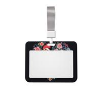 Porta badge a forma di pollo con fiore e cuore, con cordino, porta carte d'identità, in plastica, impermeabile, scorrevole, per ufficio, lavoro e affari
